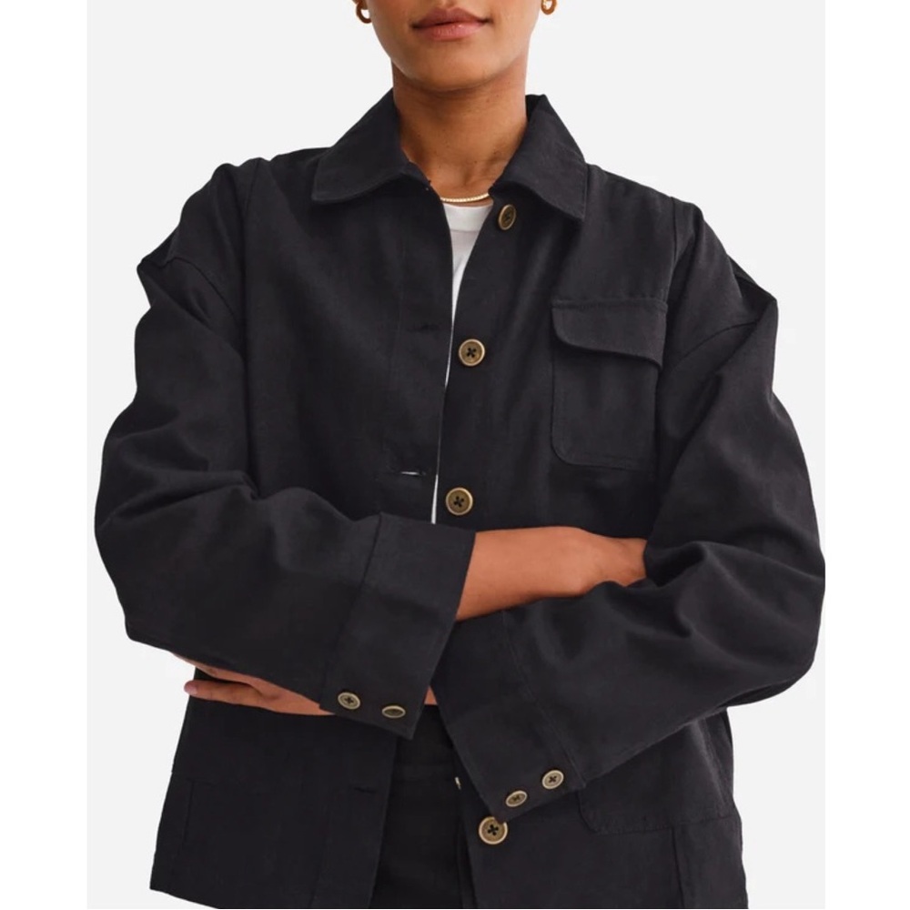 Mate The Label Organic Cotton Canvas Chore Jacket Size M/L NWT Jet Black